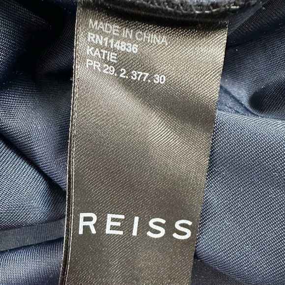 Reiss Katie Cut Out Velvet Mini Dress Navy Size 8 - Picture 10 of 11